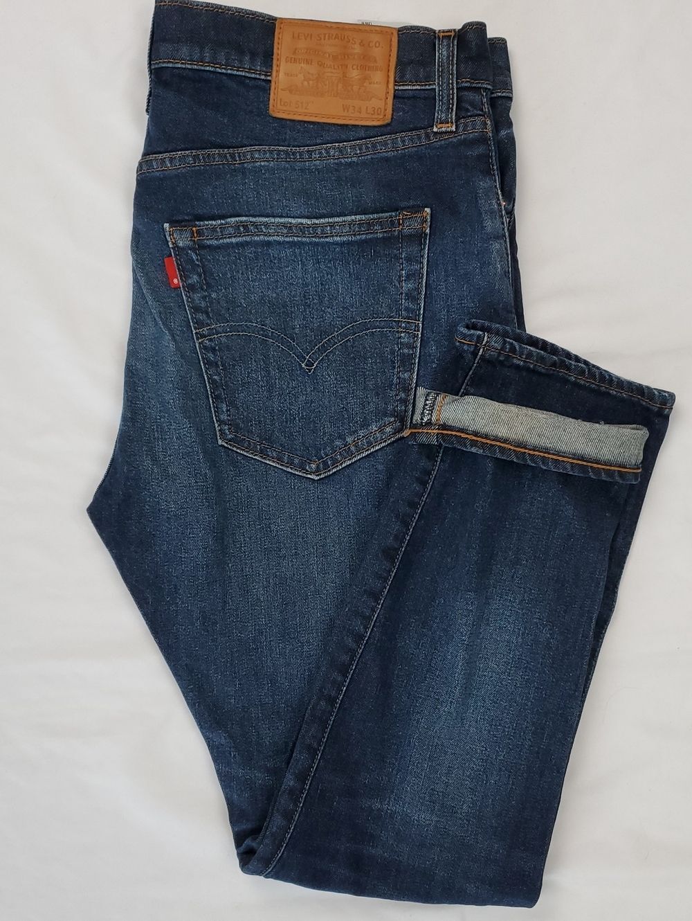 Levi's 512 Slim Taper Jeans | Mens Dark Blue Wash Classic Denim Pants SIZE 34